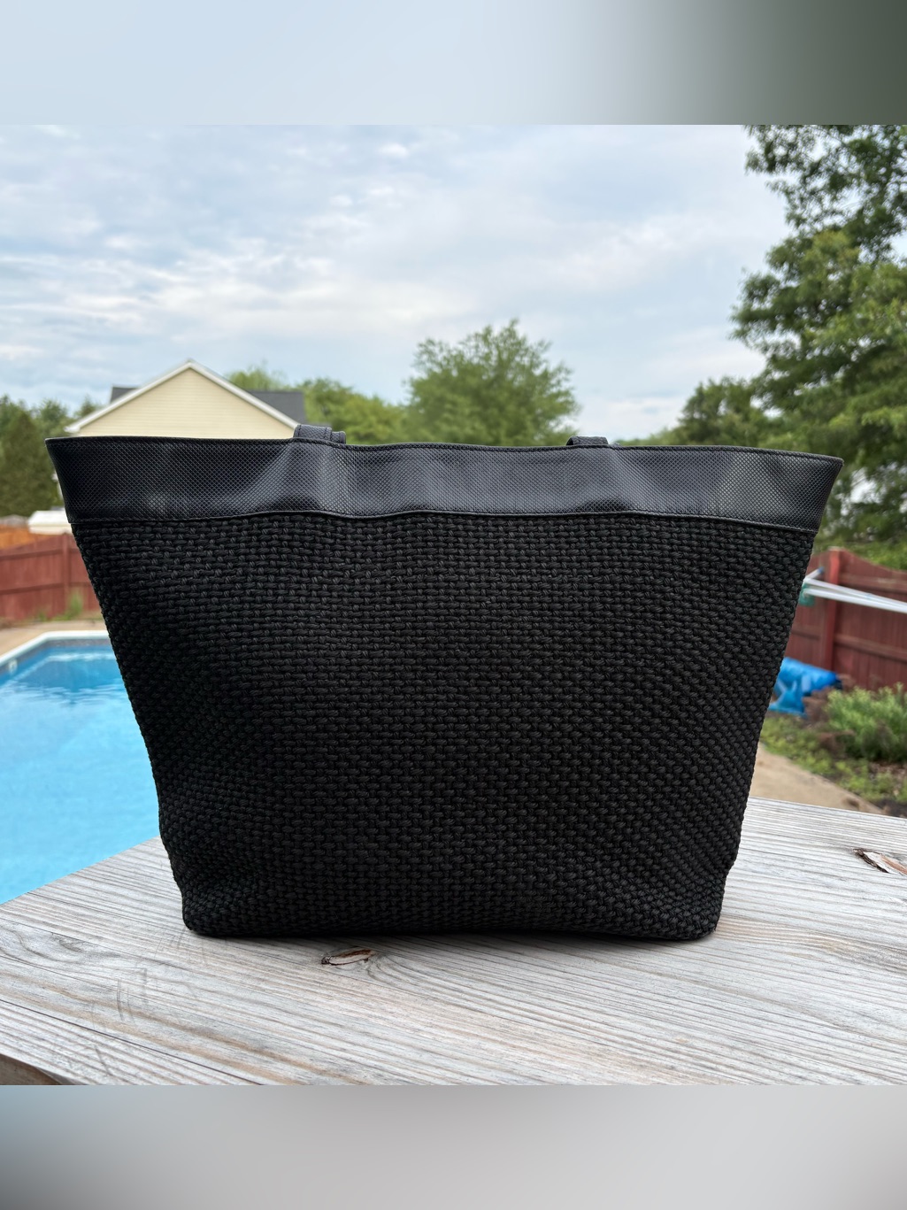 Bottega Veneta Black Woven Tote Bag